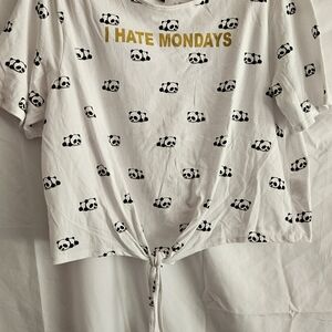 & Other Stories White Panda Print Crop Top